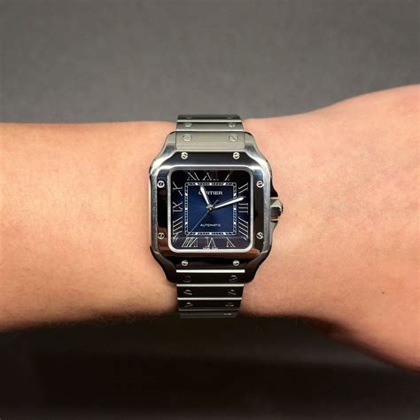 cartier santos medium blue|cartier santos medium blue dial.